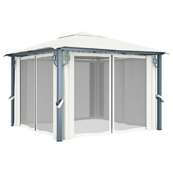 Κιόσκι Vidaxl Αλουμίνιο με Κουρτίνα και Φωτάκια 300x300cm - Κρεμ image 3