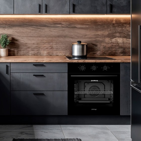 OMNYS CH641TFB & OV7009MRBL 70 Lt Μαύρο Εντοιχιζόμενος Σετ Φούρνος και Εστία image 4
