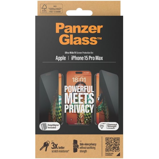 Προστατευτικό οθόνης Apple iPhone 15 Pro Max - PanzerGlass Privacy Screen Protector Ultra-Wide Fit with EasyAligner image 2