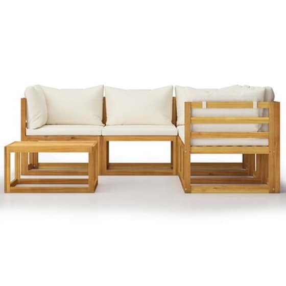 Σετ Σαλόνι Κήπου Vidaxl από Ξύλο Ακακίας με Μαξιλάρια 6 Τμχ - Κρεμ image 2