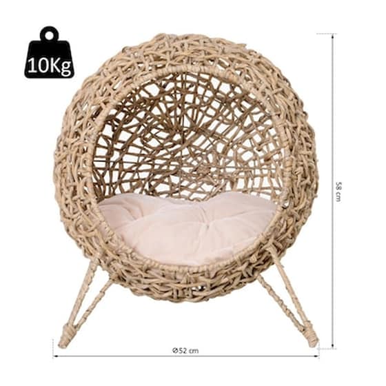 Υπερυψωμένο Πλεκτό Κρεβάτι Γάτας 52 X 58 Cm Pawhut D30-245nd image 1