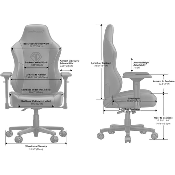 Καρέκλα Gaming Anda Seat Phantom 3 Pro Υφασμάτινη - Γκρι image 4