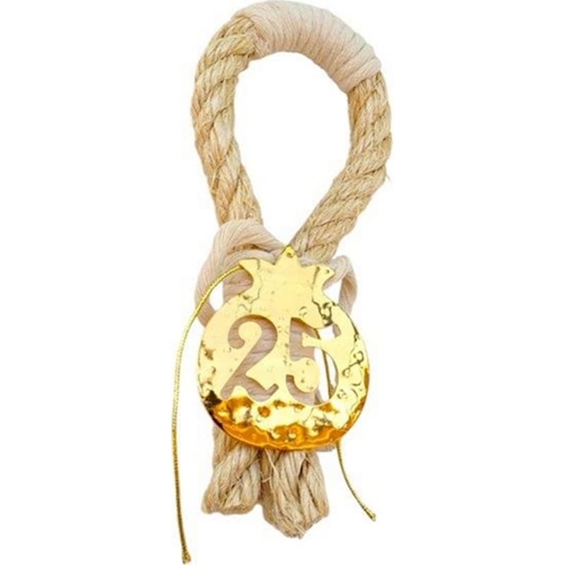 FEELBOHO Κρεμαστό Χριστουγεννιάτικο Feelboho Γούρι Χειροποιήτο Πόρτας Μπεζ