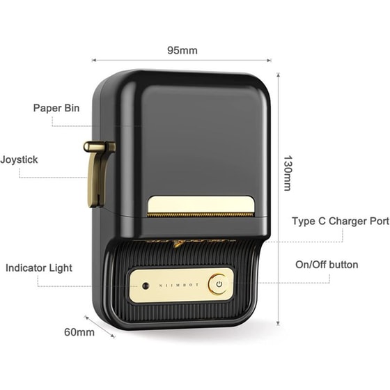 NIIMBOT B21 Έχρωμος Εκτυπωτής Thermal Ετικετών με Bluetooth - Μαύρο image 2