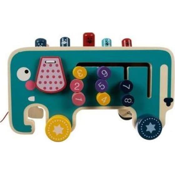 Εκπαιδευτικό Παιχνίδι Aria Trade Ξύλινος Ελέφαντας Με Σφυράκια 4 Σε 1 - 13x23.5x11cm image 6