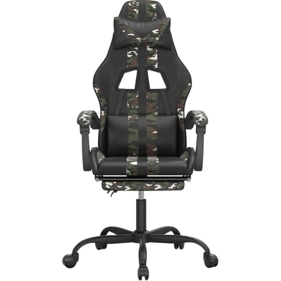 Καρέκλα Gaming VIDAXL 3143841 με Υποπόδιο από Τεχνητό Δέρμα - Μαύρο image 1
