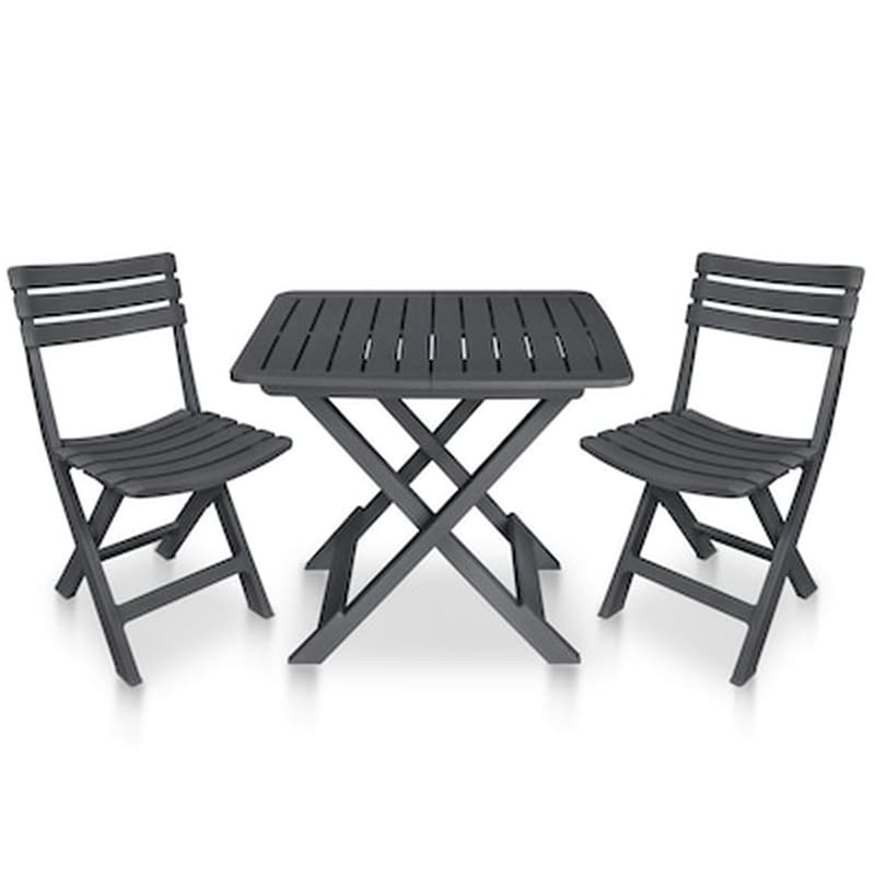 VIDAXL Vidaxl Σετ Επίπλων Bistro Πτυσσόμενο 3 Τεμαχίων Ανθρακί Πλαστικό