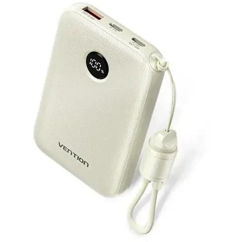 Powerbank Vention FKAN0-C-TY με ενσωματωμένο καλώδιο USB-C 10.000mAh 22.5W - Beige
