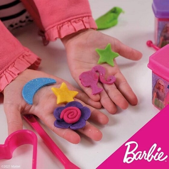 Σετ Πλαστοζυμαράκια Lisciani Barbie Glitter Dough House Kit με 5 Βαζάκια και Εργαλεία image 5