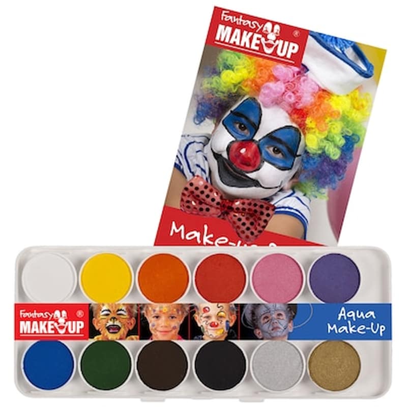 Παλέτα 12 Aqua Χρωμάτων Face Painting Και Οδηγίες