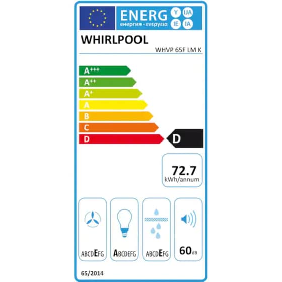 WHIRLPOOL WHVP 65F LM K 60 cm Μαύρο Απορροφητήρας Καμινάδα - Τζάκι image 5