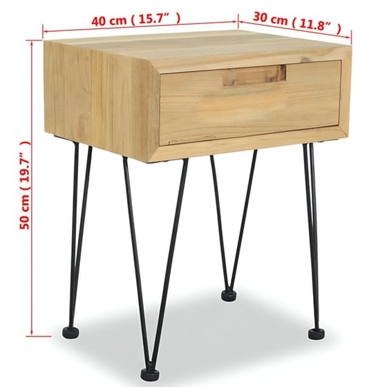 Κομοδίνο Vidaxl Από Μασίφ Ξύλο Teak 40x30x50 cm - Φυσικό image 4