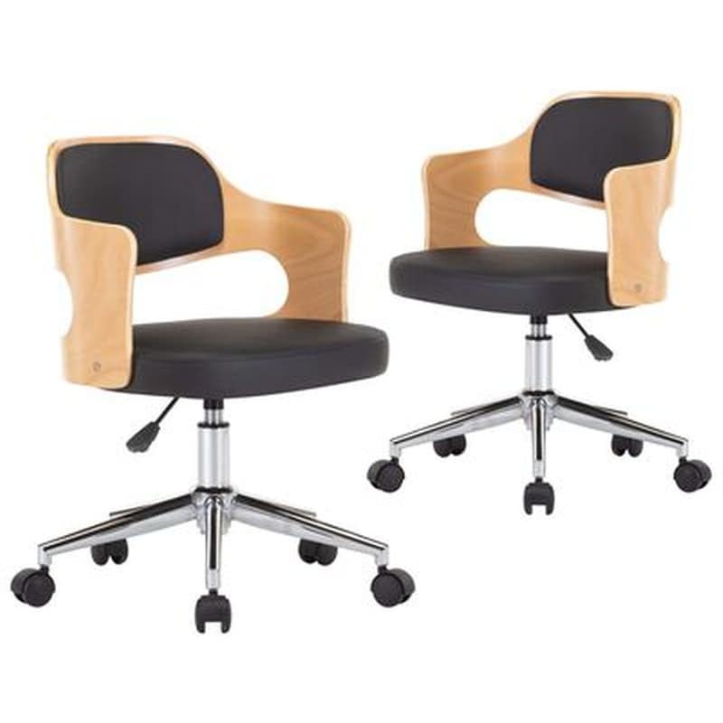 VIDAXL Καρέκλες Τραπεζαρίας Vidaxl Περιστρεφόμενες από Ξύλο/Συνθετικό Δέρμα 2 Τμχ - Μαύρες