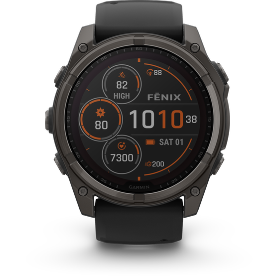 Smartwatch Garmin Fenix 8 Solar 51mm - Sapphire, Carbon Gray DLC Titanium with Black/Pebble Gray Silicone Band image 0