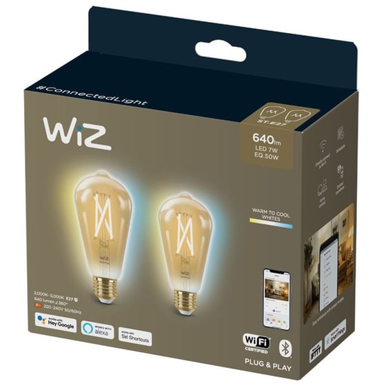 Λάμπα Wiz WiFi AMB ST64 E27 50W Σετ 2 Τμχ - Λευκό image 1