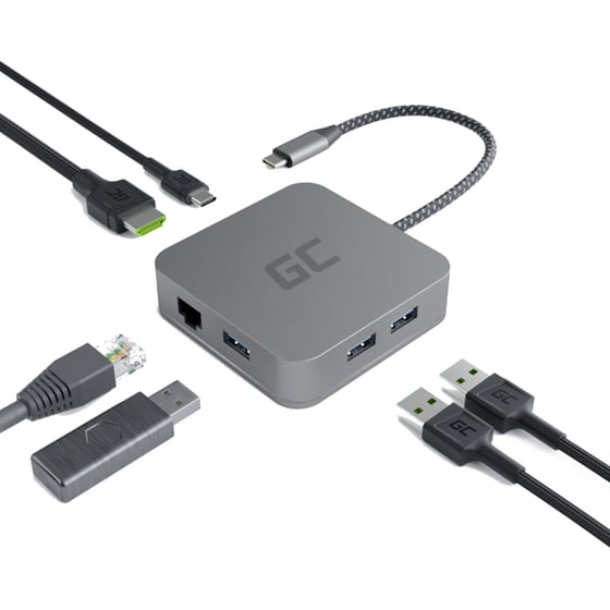 Docking Station Green Cell HUB 2 6-Port USB 3.0 συμβατό με USB-C image 1