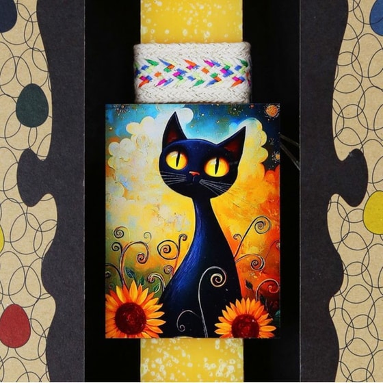 Λαμπάδα&nbsp;Synchronia&nbsp;Μαγνητάκι&nbsp;Γάτα&nbsp;με Ηλιοτροπία image 2