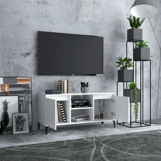 Έπιπλο Τηλεόρασης VidaXL από Μοριοσανίδα 103.5x35x50cm  - Λευκό image 2