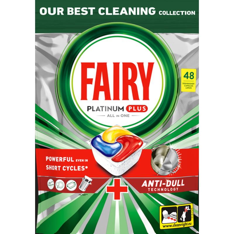 FAIRY 96 Κάψουλες Πλυντηρίου Πιάτων Platinum Plus Anti Dull ( 48 + 48 Δώρο)