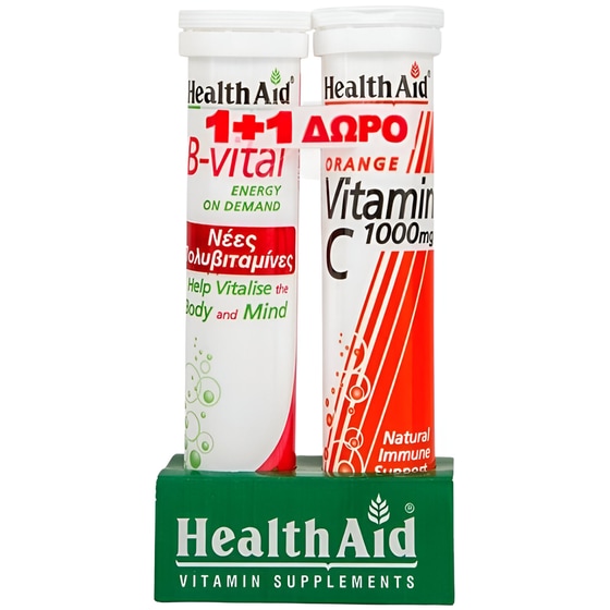 Health Aid Multivitamin B-Vital - 20 δισκία + Δώρο Vitamin C 1000mg  - 20 δισκία image 0