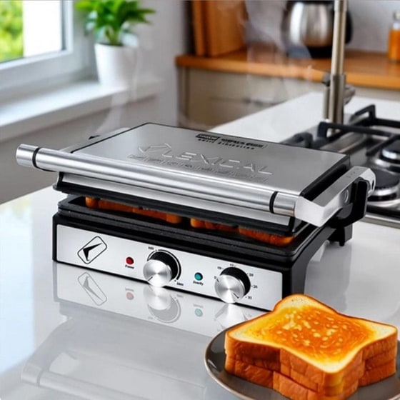 Ηλεκτρική Ψησταριά BBQ LEXICAL LSM-2571 2000W Ασημί image 3