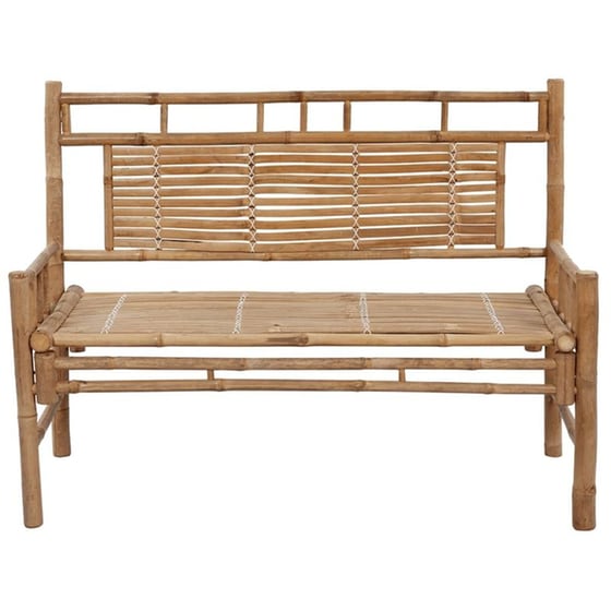 Παγκάκι Κήπου VidaXL με Μαξιλάρι από Μπαμπού 120x55x90 cm - Καφέ/Κόκκινο image 1