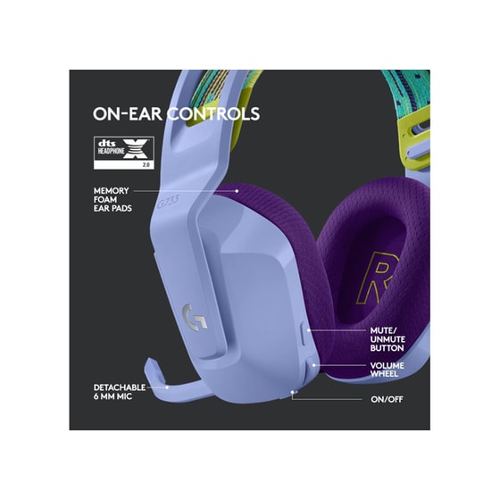 Logitech G G733 Gaming Ασύρματα Ακουστικά USB-C/2.4 GHz με RGB Φωτισμό - Lilac image 4