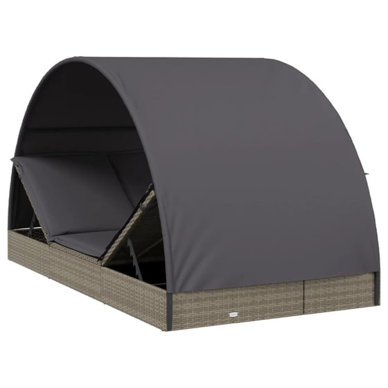 Ξαπλώστρα VidaXL από Συνθετικό Ρατάν 211x112x140 cm - Γκρι image 6