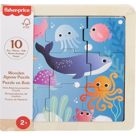 Fisher Price Mini Ξύλινο Παζλ 4 Σχέδια - Τυχαία Επιλογή Σχεδίου image 1