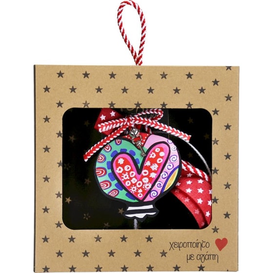 Κρεμαστό Χριστουγεννιάτικο Γούρι Boho - Ρόδι με Καρδιά image 0