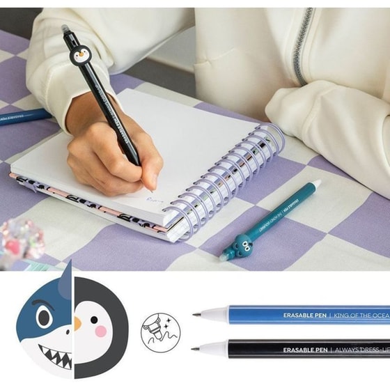 Στυλό Gel Erasable Miquelrius Καρχαρίας-Πιγκουίνος 0.5mm Μπλε (2 Τεμάχια) image 5