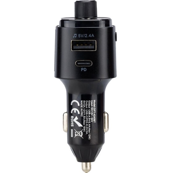 Συσκευή FM Transmitter και Φορτιστής Αυτοκινήτου Osio OFT-420BT - Μαύρο image 1