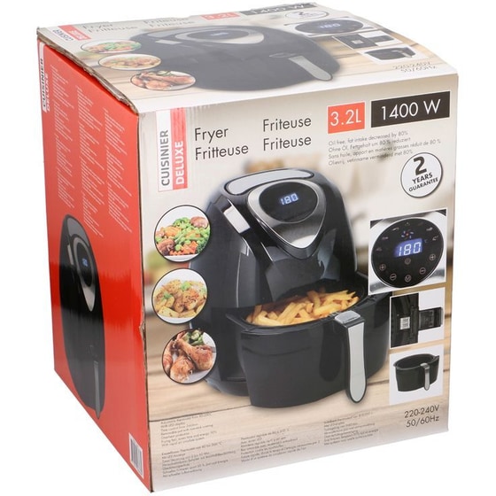 CUISINIER DELUXE 06866 1400 W με Αποσπώμενο Κάδο 3.2 L Μαύρη Φριτέζα Αέρος image 1