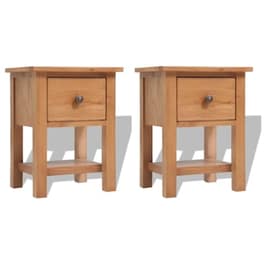 Κομοδίνο Vidaxl Από Μασίφ Ξύλο Δρυός Και Mdf 2τμχ 36x30x47 cm - Φυσικό