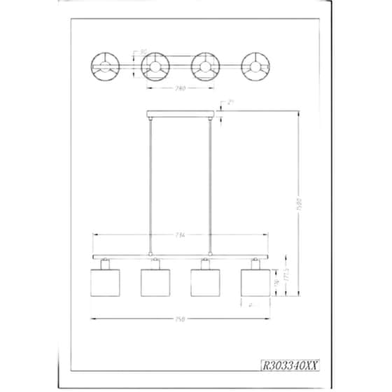 Trio Lighting Tommy Ρυθμιζόμενο Κρεμαστό Φωτιστικό Μαύρο Ράγα για 4 Λαμπτήρες E14 75x12x150εκ. image 0
