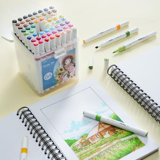 Μαρκαδόροι Σχεδίου Ohuhu Brush & Chisel Waterbased (64 Τεμάχια) image 6