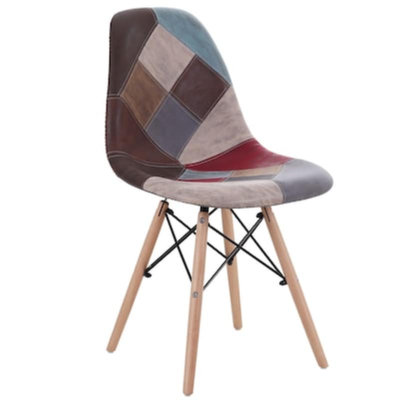 Καρέκλα Esmarket Corylous Patchwork Microfiber Ύφασμα/Ξύλο 51x46x82cm - Πολύχρωμη