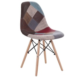 Καρέκλα Esmarket Corylous Patchwork Microfiber Ύφασμα/Ξύλο 51x46x82cm - Πολύχρωμη