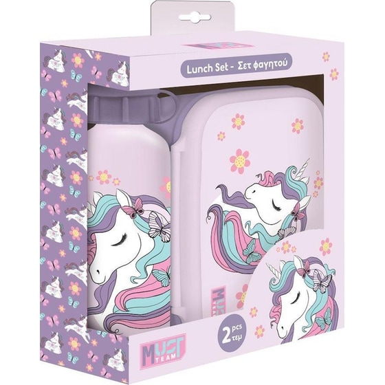 Σετ Φαγητού Must Φαγητοδοχείο 800ml με Παγούρι 500ml Lovely Unicorn image 0