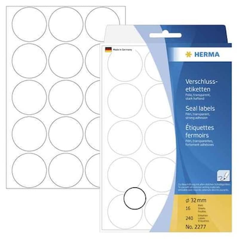 HERMA Herma Seal Labels Transparent 32 16 Sheets 111x170 240 Pcs. 2277