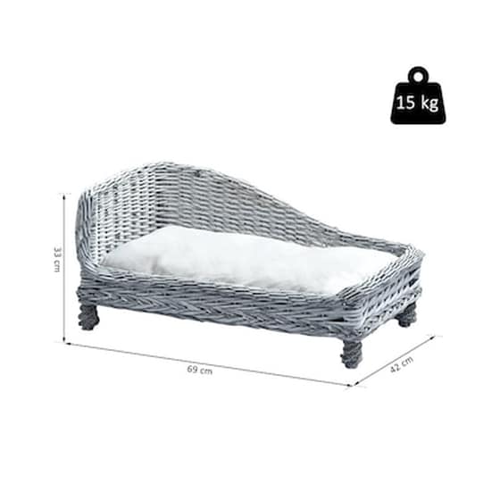 Πλεκτό Κρεβάτι Γάτας 69 X 42 X 33 Cm Χρώματος Γκρι Pawhut D04-127gy image 1