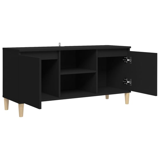 Έπιπλο Τηλεόρασης VidaXL από Μασίφ Ξύλο 103.5x35x50cm - Μαύρο image 6