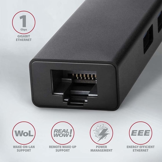 Axagon HMA-GL3A USB Hub 4 σε 1 USB-A - Μαύρο image 2