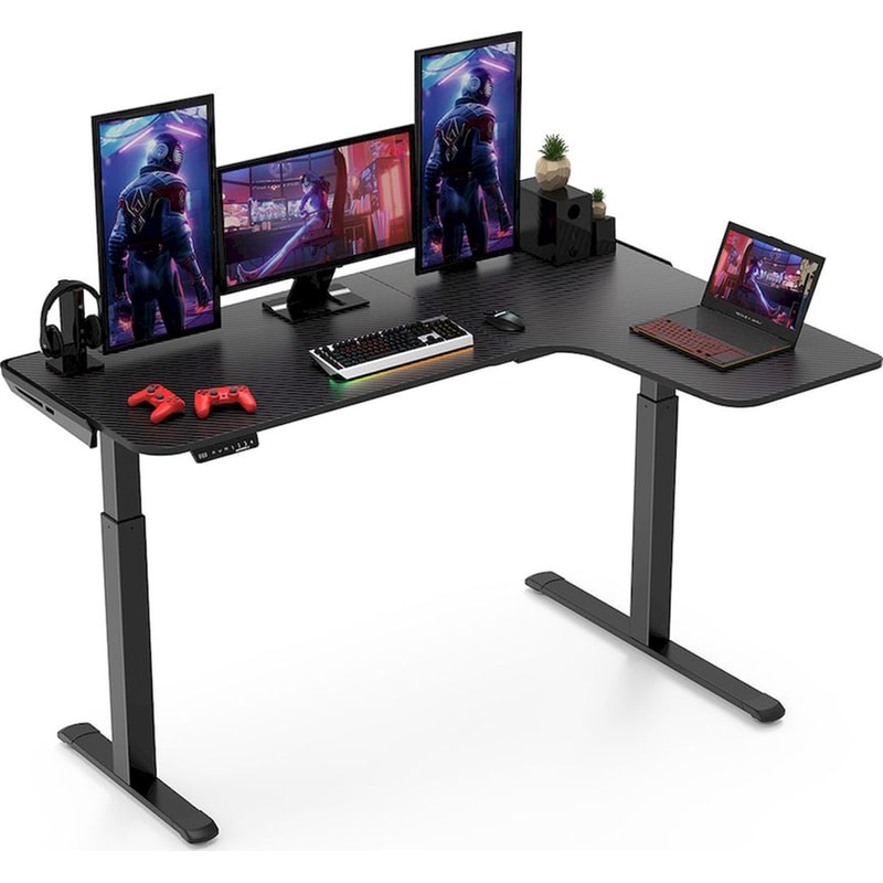 Γραφείο Γωνιακό Gaming/ Εργασίας Eureka Ergonomic ERK-EGD-L60R-B-US 155x106x76-123cm