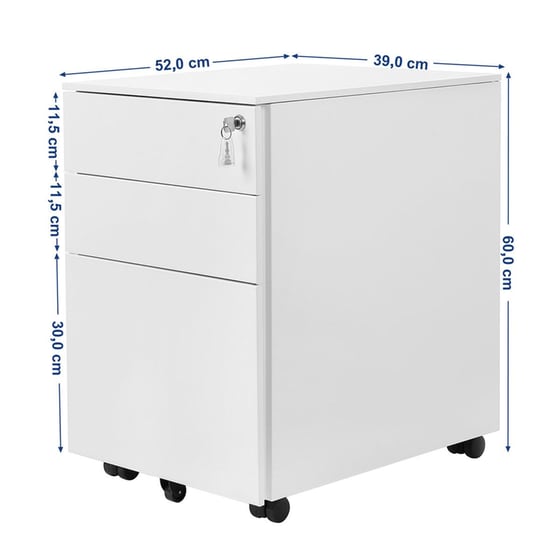 Συρταριέρα Γραφείου Songmics Ofc60wt από Μέταλλο 52x39x60cm - Λευκό image 7
