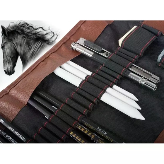 Σετ Επαγγελματικού Σχεδίου Aria Trade Υφασμάτινη Θήκη (29 Τεμάχια) image 4