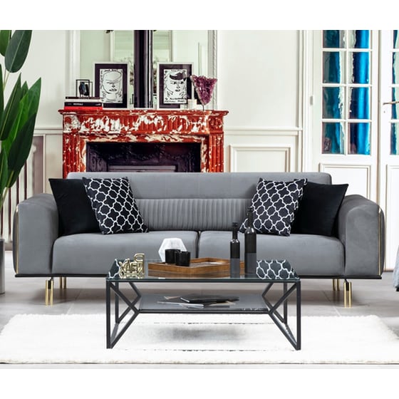 Τριθέσιος Καναπές 24Mall Carrara 234x97 cm - Γκρι image 2