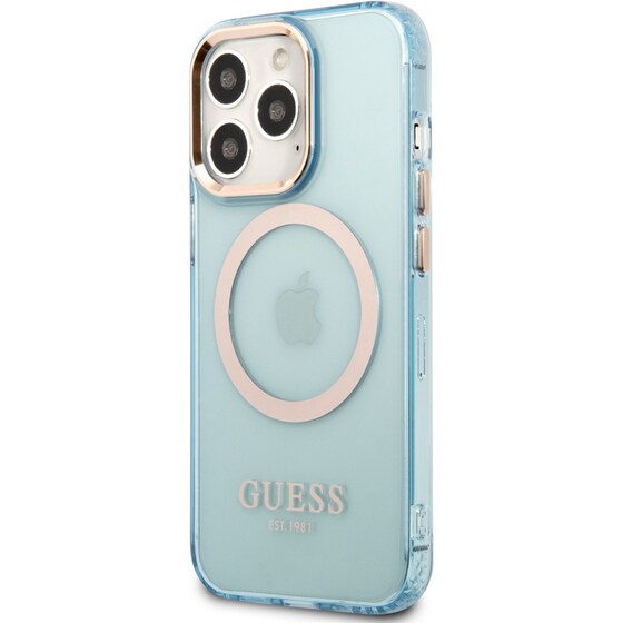Θήκη Apple iPhone 13 Pro Max - Guess Gold Outline Collection Magsafe Hard Case - Μπλε image 3