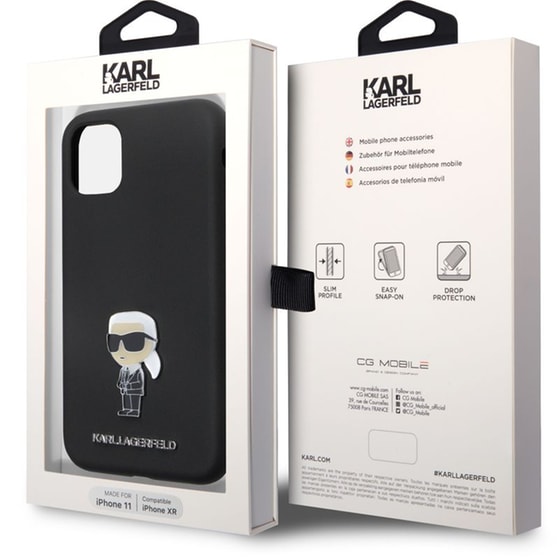 Θήκη Apple iPhone 11 - Karl Lagerfeld Ikonik Metal Pin Hard Case - Black image 5