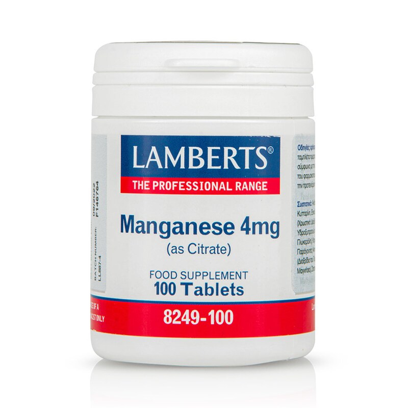 Συμπλήρωμα Διατροφής Lamberts Manganese 4mg -100 Ταμπλέτες